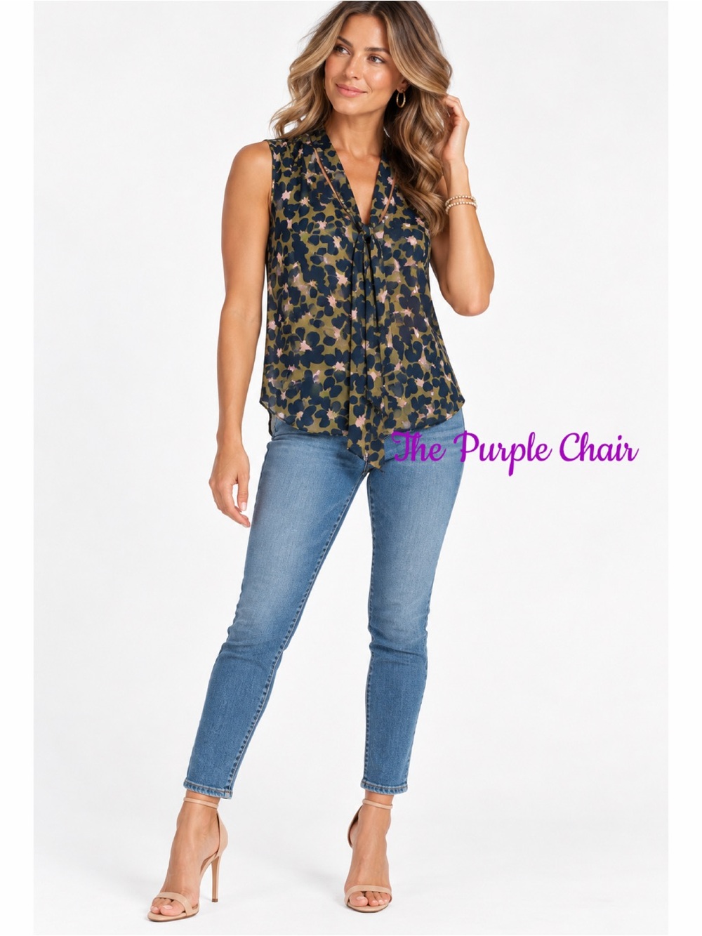 CABI NWOT Sleeveless Abstract Floral Print Blouse S